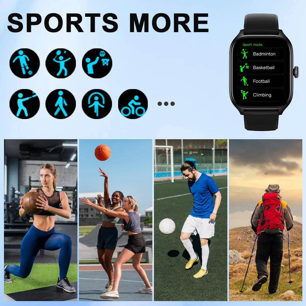 A black smartwatch with multiple sports modes.